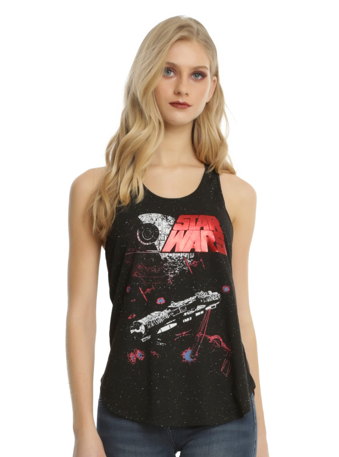 Red foil logo tank top at Hot Topic - The Kessel Runway